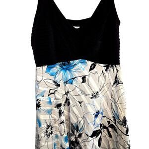 Robbie Bee 12 Blue White Floral Women's Sleeveless Sun Dress Miss Size Large L